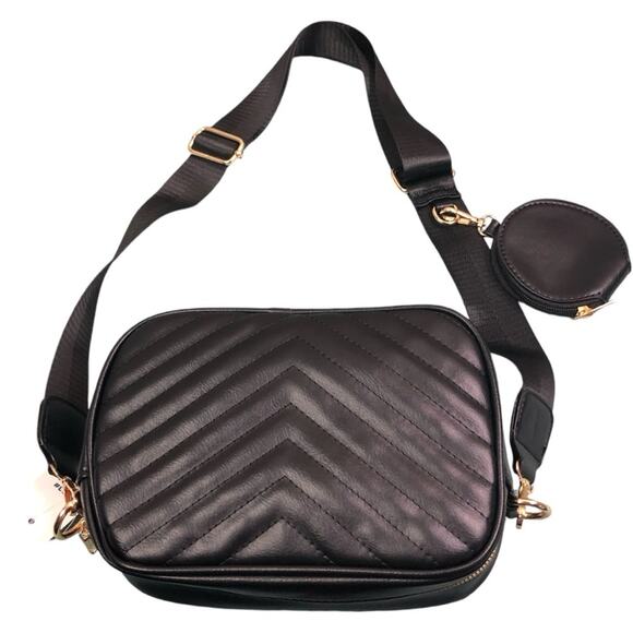 Designer Inspired Black Quilted Crossbody Shoulder Bag - Picture 11 of 15